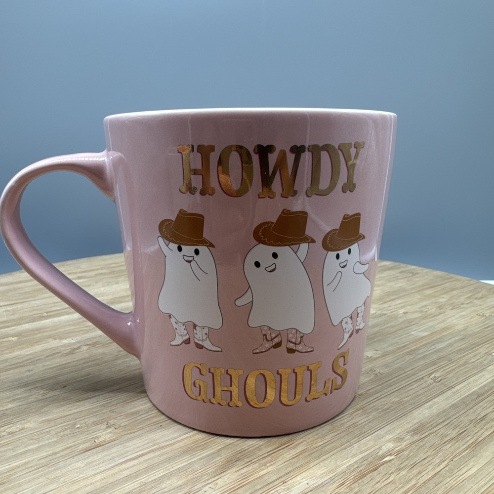 NEW HOWDY GHOULS Halloween Country Cowgirl Ghost Large Coffee Mug New